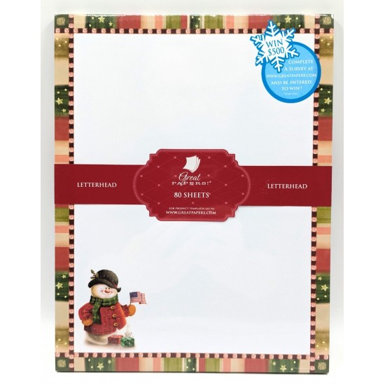 NOS! 80-Sheets Great Paper Christmas Letterhead, 8.5
