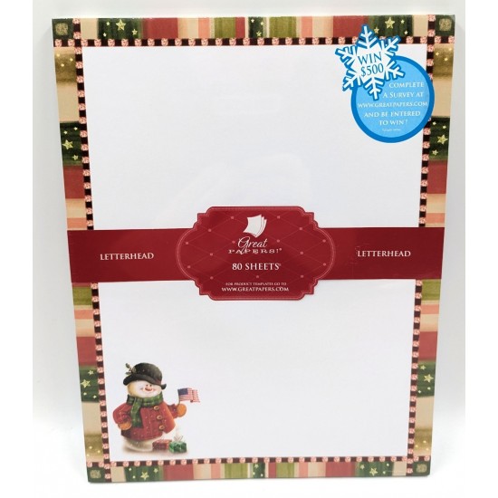 NOS! 80-Sheets Great Paper Christmas Letterhead, 8.5