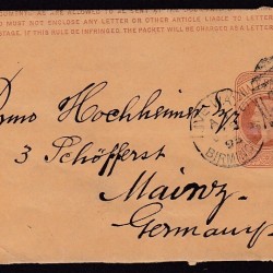 Birmingham FIVEWAYS 75 full duplex on ½d stationery wrapper