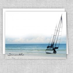 Sailboat on the Beach Personalized Note Cards - Stationery Set