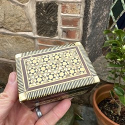 Trinket Box Wooden Storage Chest Stationery Jewellery Inlaid Detail