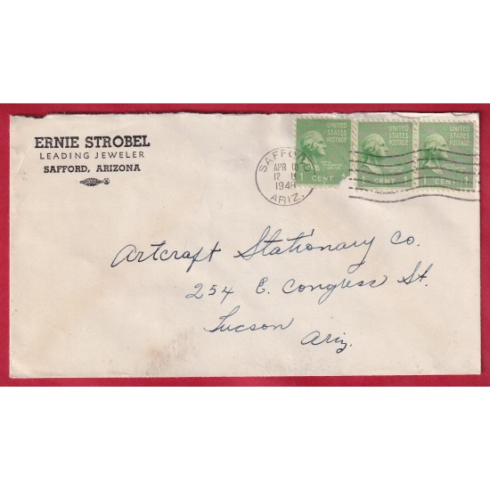 1948 cover Ernie Strobel jeweler Safford Arizona to Artcraft Stationery Co Tucso