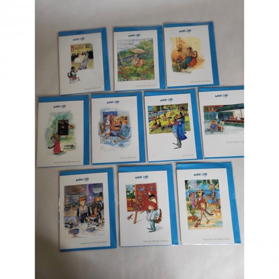 Artistic Cats Blank Note Cards Set of 10 Famous Art Parody Stationery OS