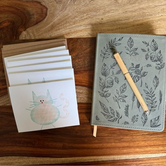 Greeting Cards Set of 6 Cat Lover Cards Stationery Handcrafted Notes