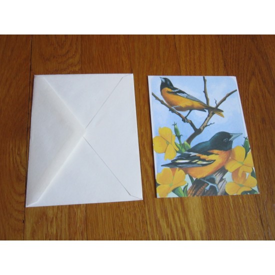Yellow & Black Bird Notecards Stationery 2 Blank Notes Pretty! Michael Hegedus