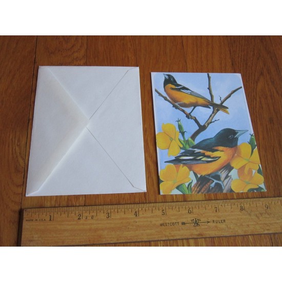 Yellow & Black Bird Notecards Stationery 2 Blank Notes Pretty! Michael Hegedus